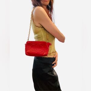CHANEL Red Mini Bag with Gold Chain